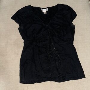 LOFT Black Short Sleeve Blouse